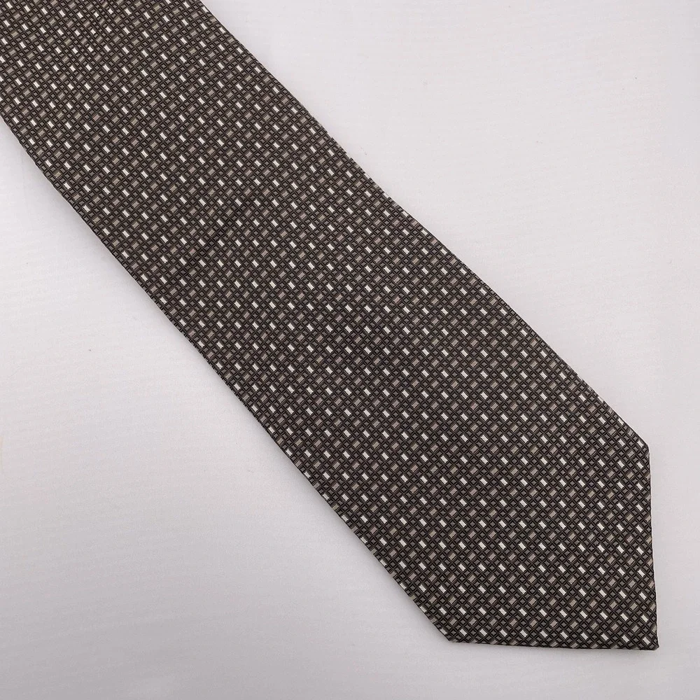 PRONTO UOMO Men's Silk Necktie‎ Designer Brown Geometric Handmade 59